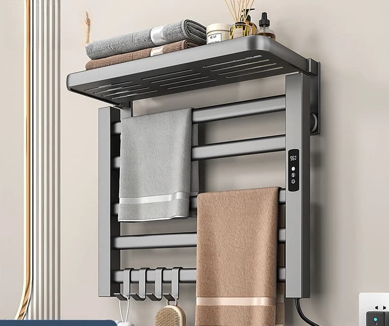 Electric Towel Rack Factory Intelligent Heating Drying Rack Bathroom Non-punching Aluminum Alloy