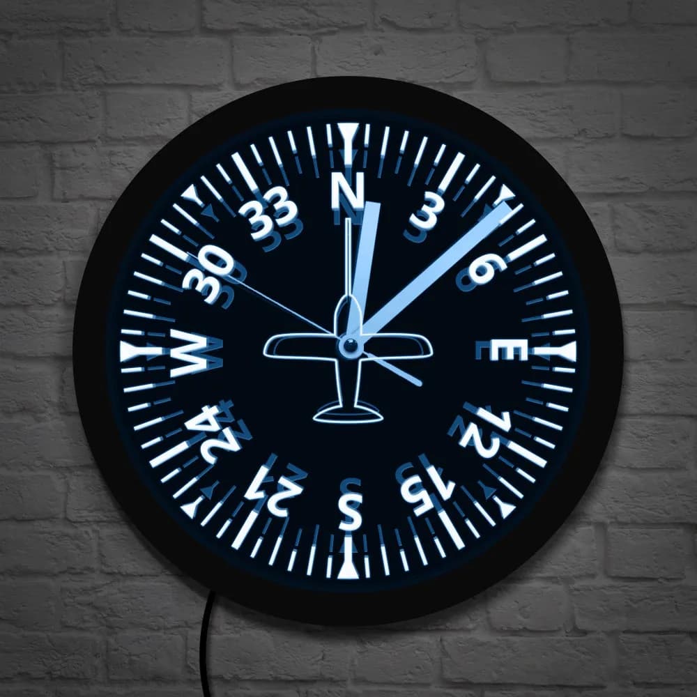 Indicatori per aerei strumenti per Cockpit aviazione illuminazione a LED orologio da parete controllo aereo orologio da parete luminoso Pilot Home Decor Clock