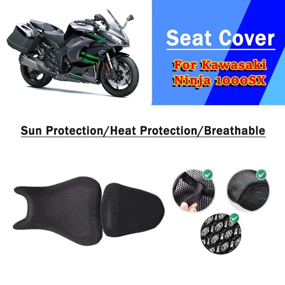 Per Kawasaki Ninja1000SX Ninja 1000SX 1000 SX Mesh Coprisedile per moto 3D Elastico Traspirante Resistente al calore Copertura protettiva