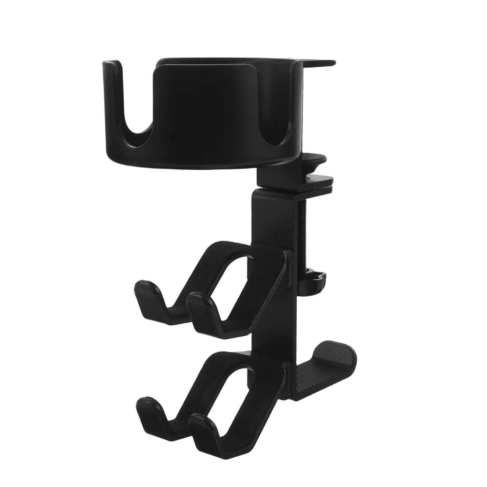 Universal Headphone Stand Black Metal Headset Holder Clamp Desktop Rack with Adjustable Cup Holder Office Gaming Desk Organizer