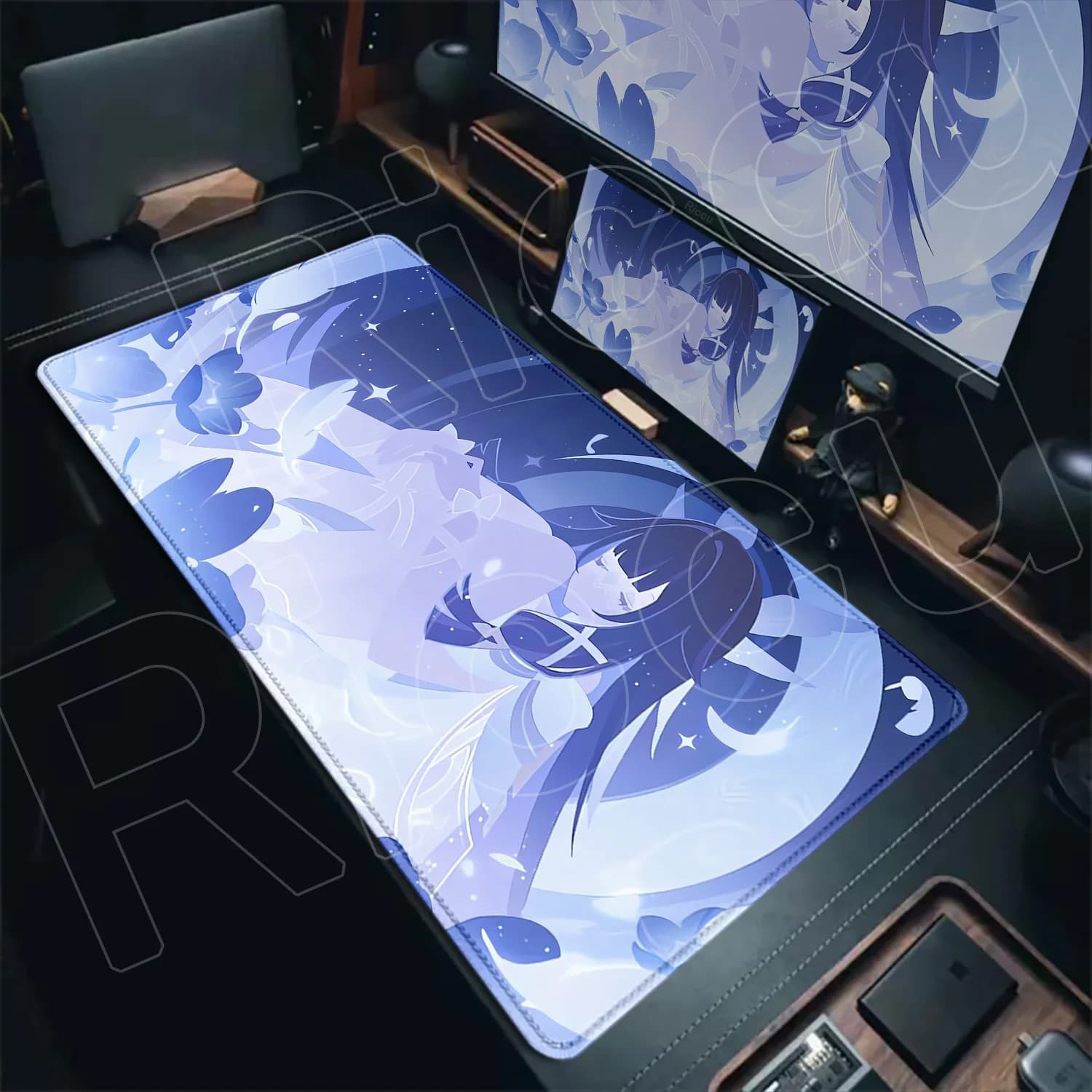 Tappetino per mouse Kawaii Genshin Impact Columbina Gaming Blocco bordo animale Gioco per computer grande Tappetino per mouse in gomma grande Tappetino per scrivania per laptop
