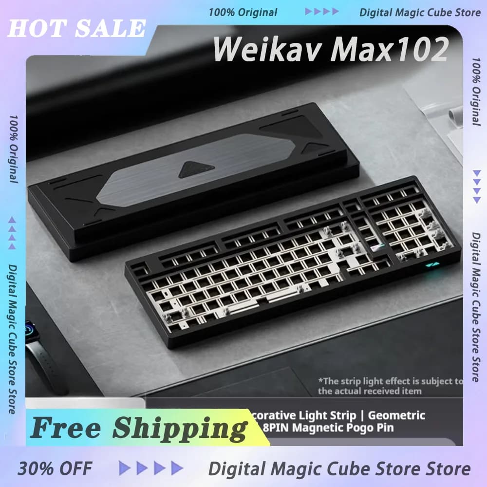 Kit Tastiera Meccanica Wireless Tri-Mode Weikav Max102 in Lega di Alluminio, Accessorio per Gaming PC e E-Sports, Idea Regalo