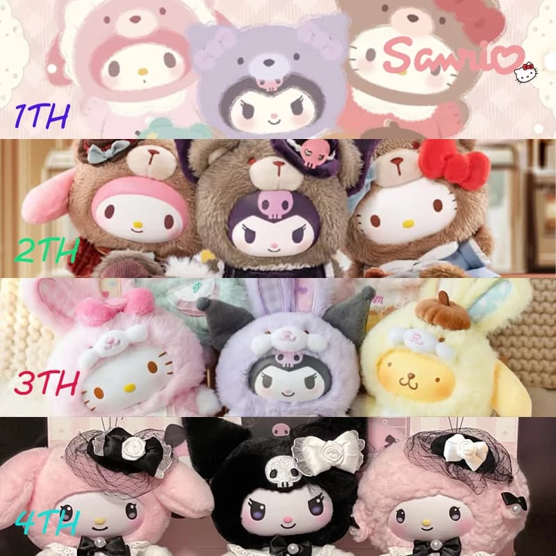 Sanrio Anime 1th-4th Serie completa Scatola cieca in vinile Peluche Latte Kawaii Kulomi / Hello Kitty Zaino Ciondolo Giocattolo per bambini Compleanno