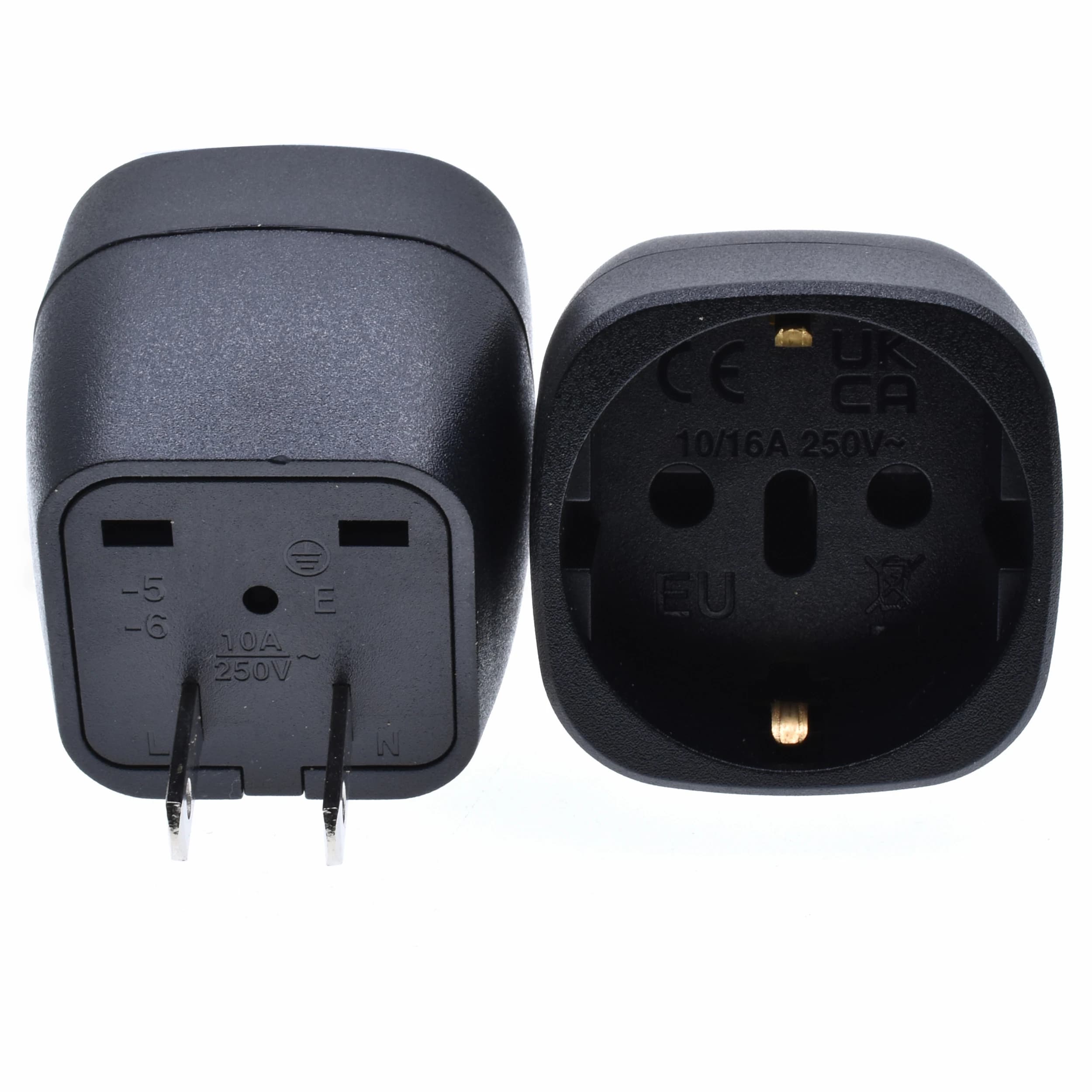 Embedded EU to US Travel Power Plug Adapter 2Pin 10A/16A 250V Wall Socket Compatible With European Italian Swiss Plugs
