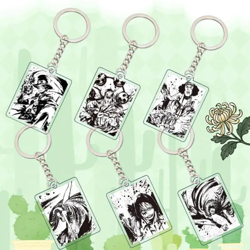 Anime Acrylic Keychain for One Piece Kuzan Enel Boa Hancock Charlotte Katakuri Corazon Ink Wash Style Design Bag Pendant Gift