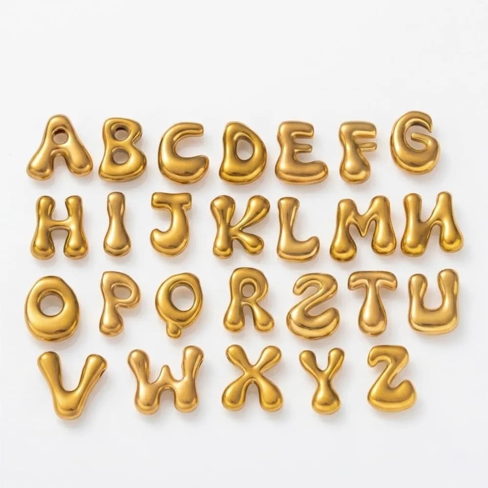 5Pcs Fashion Stainless Steel Gold Plated Capital 26 Letter Irregular Pendant Beads For DIY Necklaces Bracelets Jewelry Making