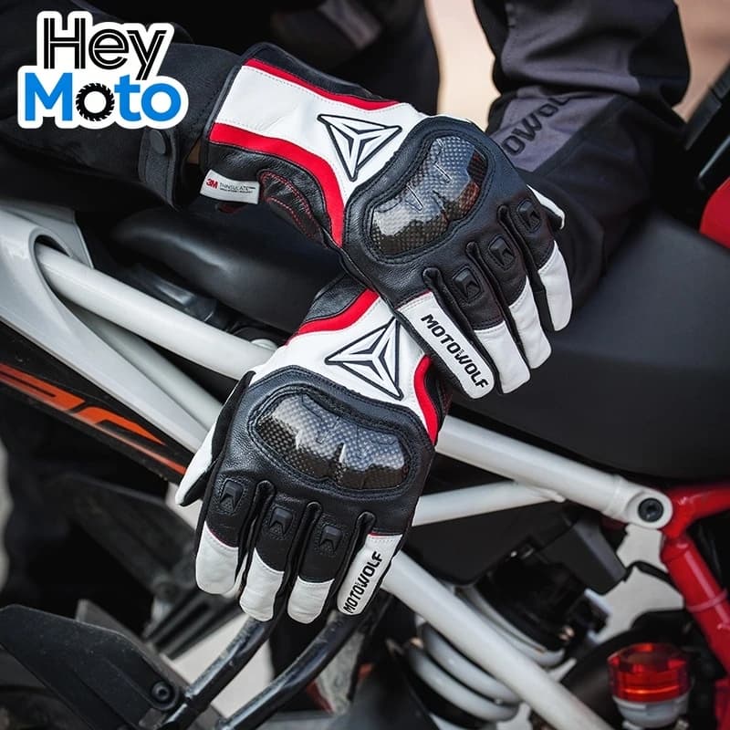 Guanti da moto invernali in pile caldi, guanti antivento da esterno in vera pelle, guanti protettivi per ciclismo e motocross con touchscreen