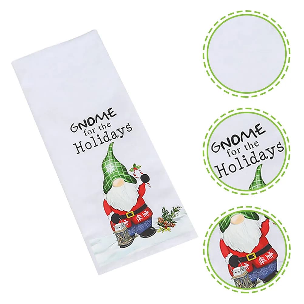 Asciugamani da Cucina Natalizi ad Asciugatura Rapida, Panni Assorbenti Decorativi con Cappello Verde e Cartoni Animati per la Casa
