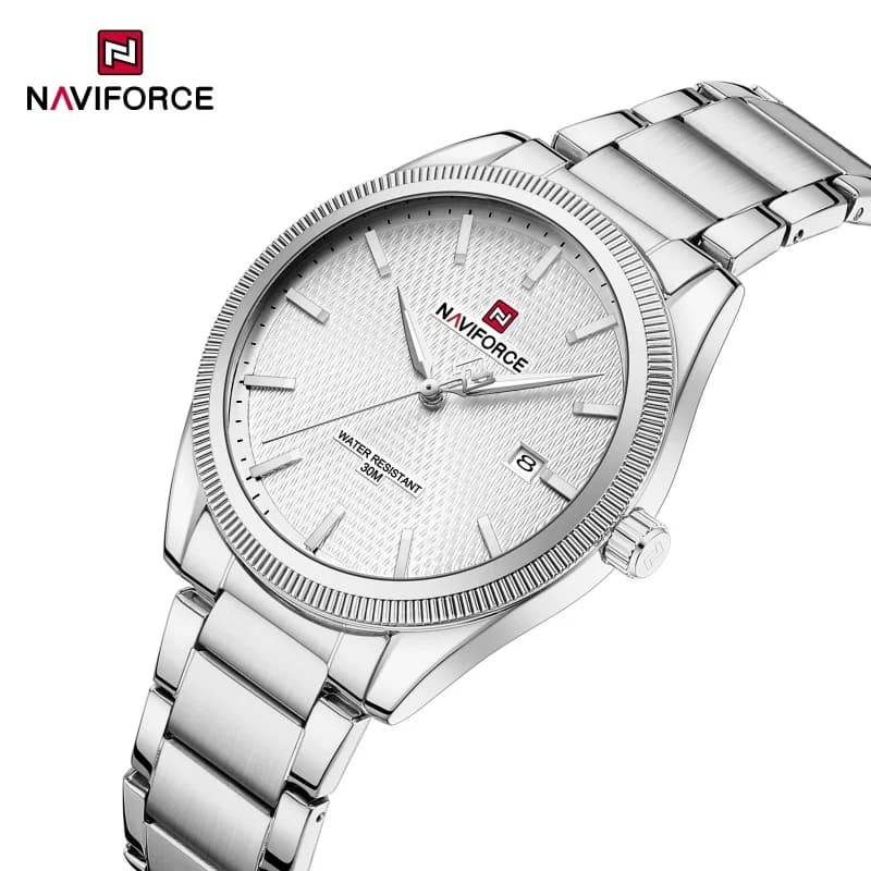 Orologio da uomo NAVIFORCE, orologio da polso al quarzo di lusso, cinturino in acciaio inossidabile, impermeabile, luminoso, con calendario