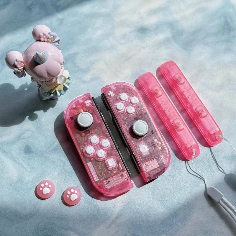 Custodia Protettiva per Joy-Con di Nintendo Switch, Guscio Traslucido Rosa Satinato per Controller, Accessori Modificati per Personalizzazione Fai-da-te, Regalo