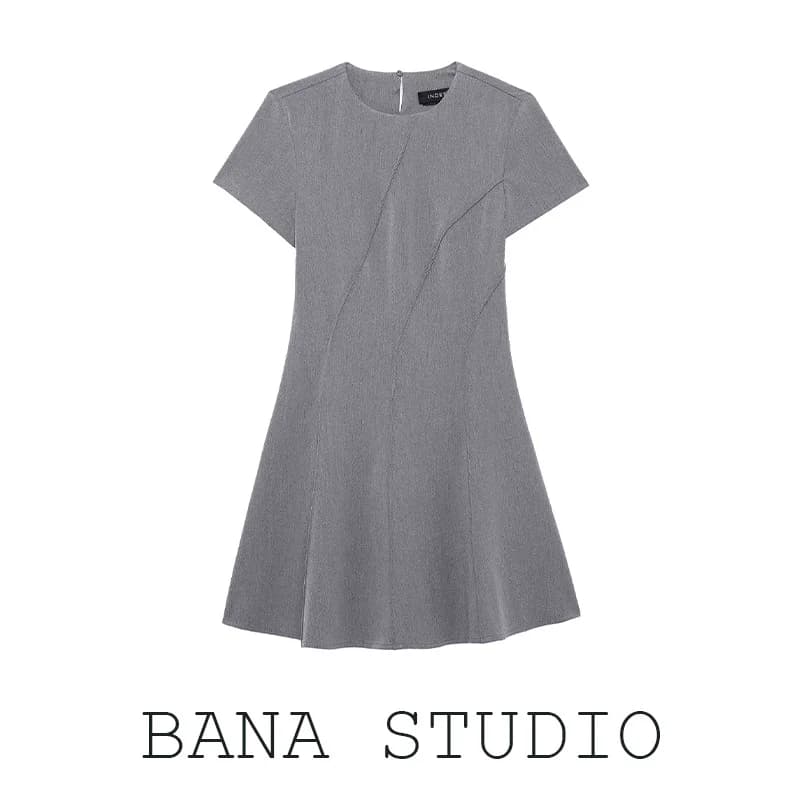 Completo da donna BANA slim fit patchwork girocollo a maniche corte, gonna a trapezio estiva, elegante per l'ufficio, vita alta