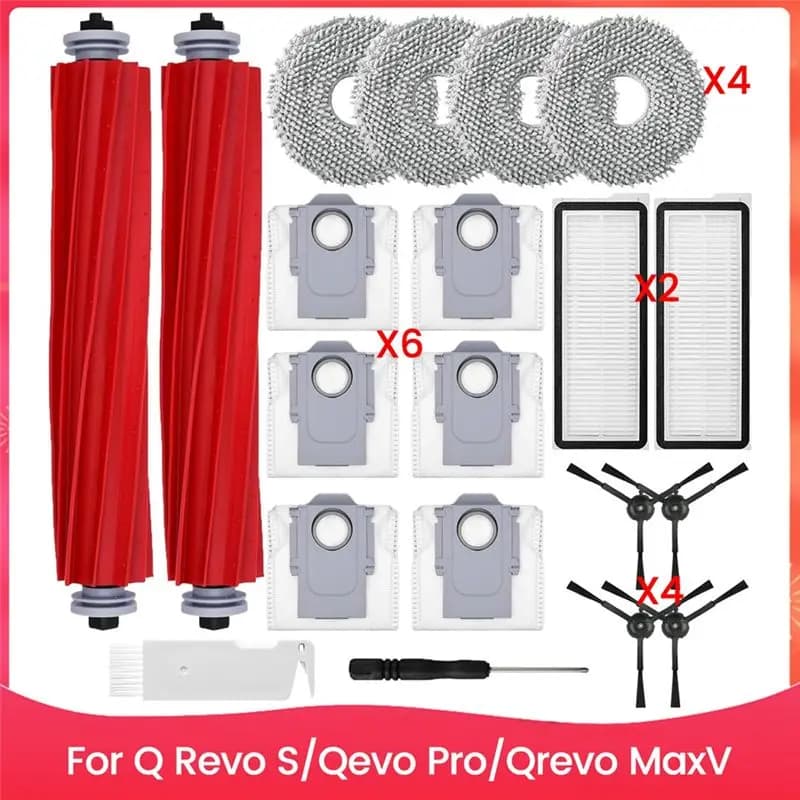 A24F-Pezzi di ricambio per robot aspirapolvere Q Revo S, Qevo Pro, Qrevo Maxv, kit accessori, spazzole, filtri, sacchetti per panni