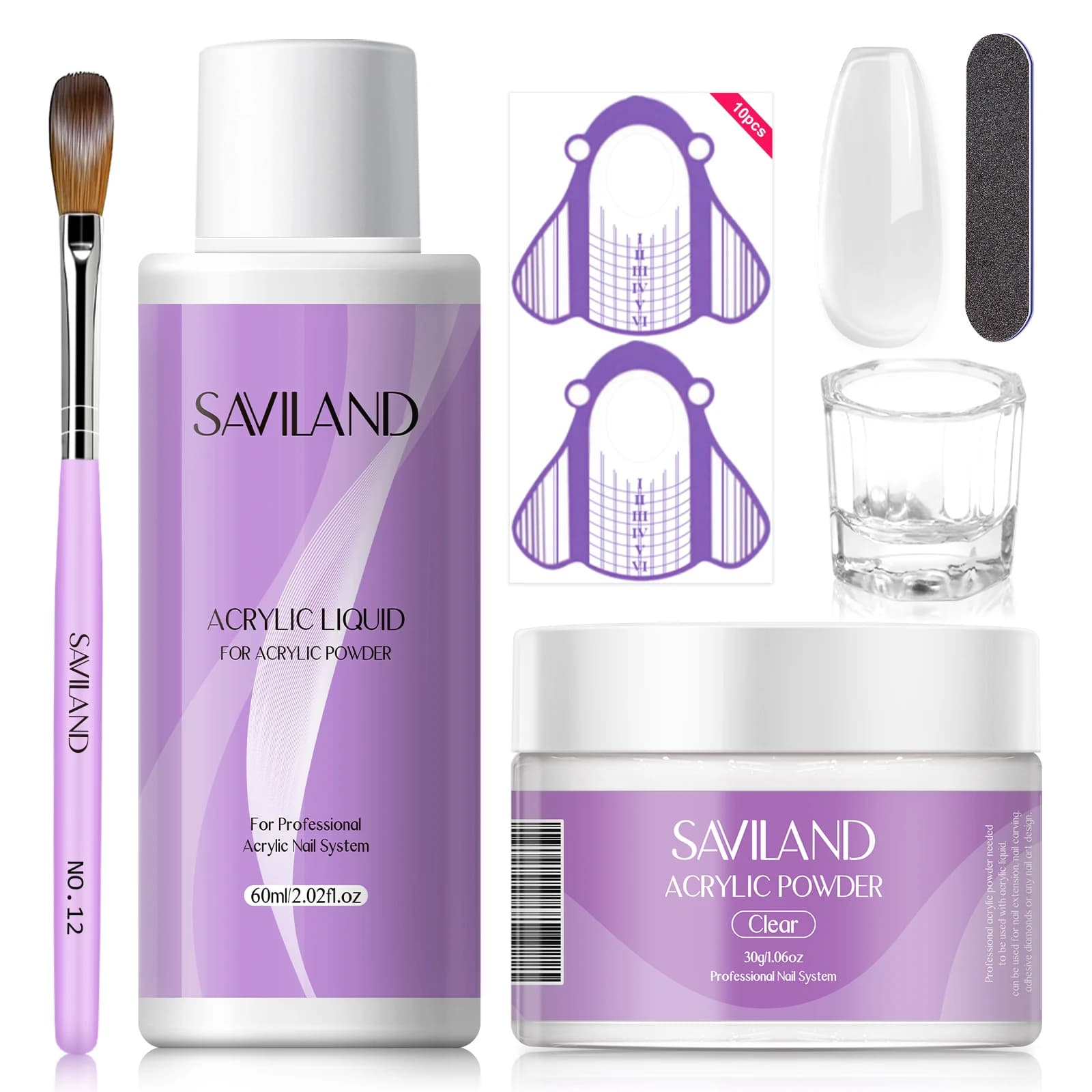SAVILAND Acrylic Nail Kit Nail Decoration Acrylic Powder and Liquid Crystals Nail Glitter Nail Tips 3D Nail Tools