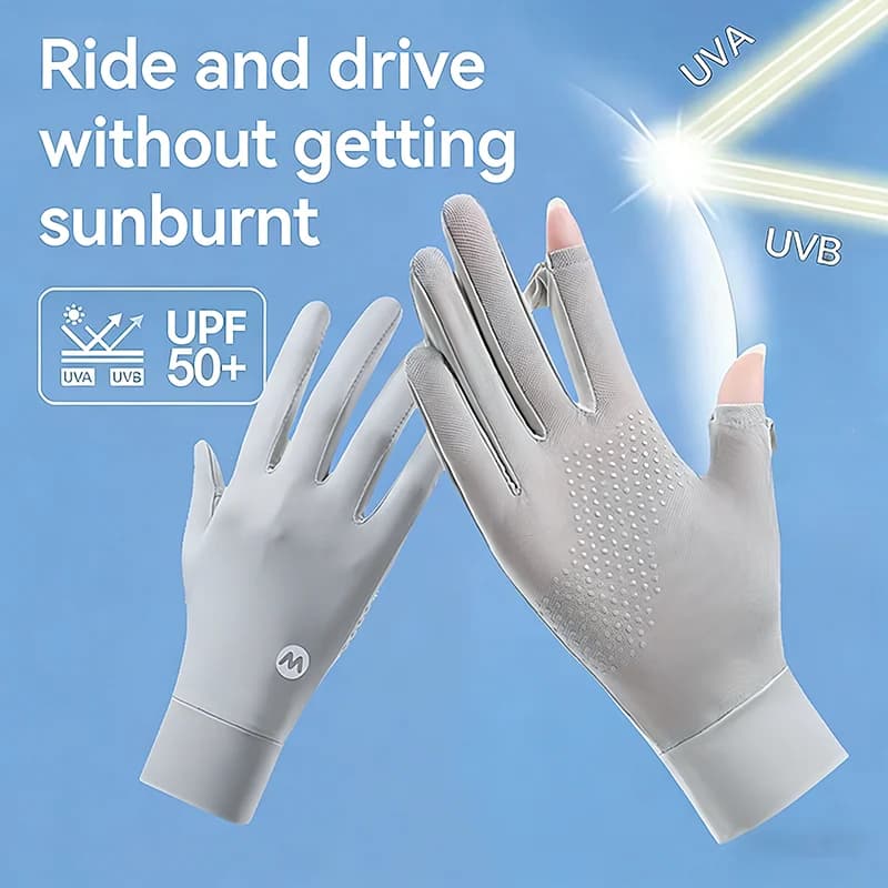Sunscreen Ice Silk Breathable Gloves for Unisex Summer Outdoor Sports Cycling Driving Gloves Touch Screen Sunscreen Quick Drying