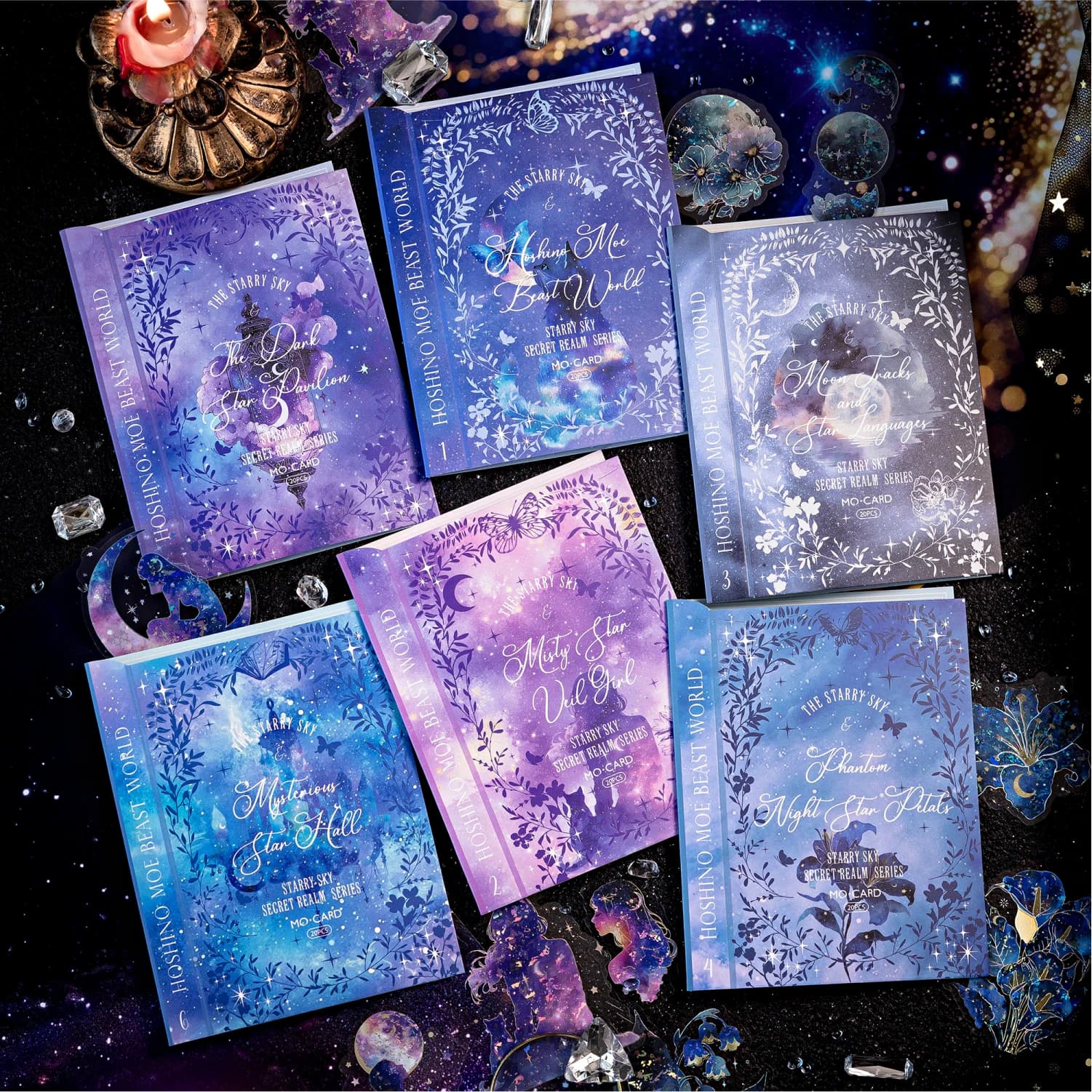 20sheet/set Starry Sky Theme Stickers Transparent PET Decorative Decals For DIY Scrapbooking Stick Labels Junk Journal Supplies