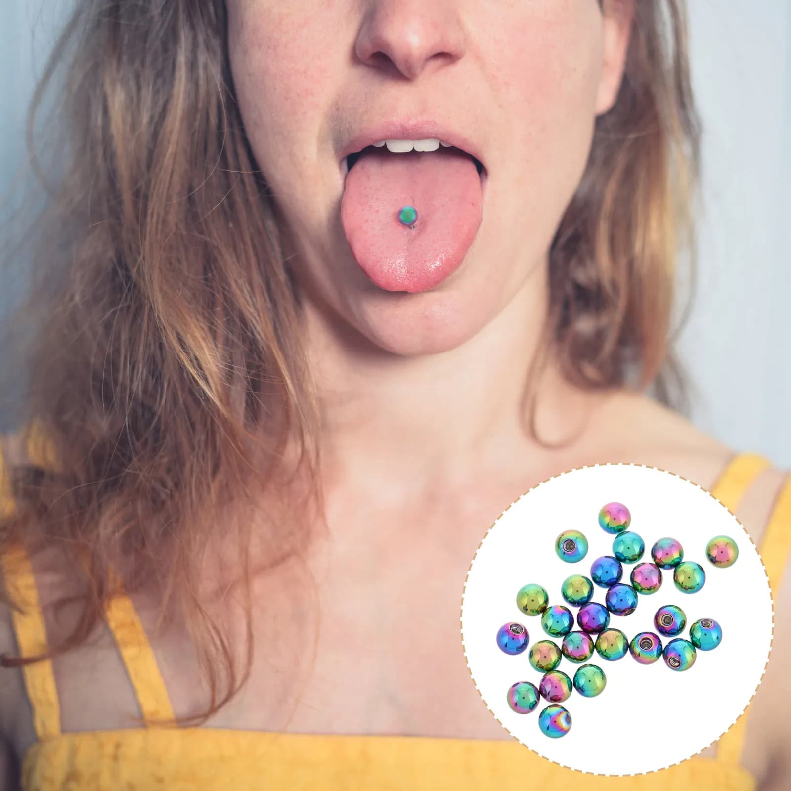25 Pezzi Perline Distanziatrici Rotonde in Acciaio Inossidabile per Piercing a Lingua e Labbra, Ricambi per Creazione Gioielli Fai da Te, Bracciali, Collane, Artigianato