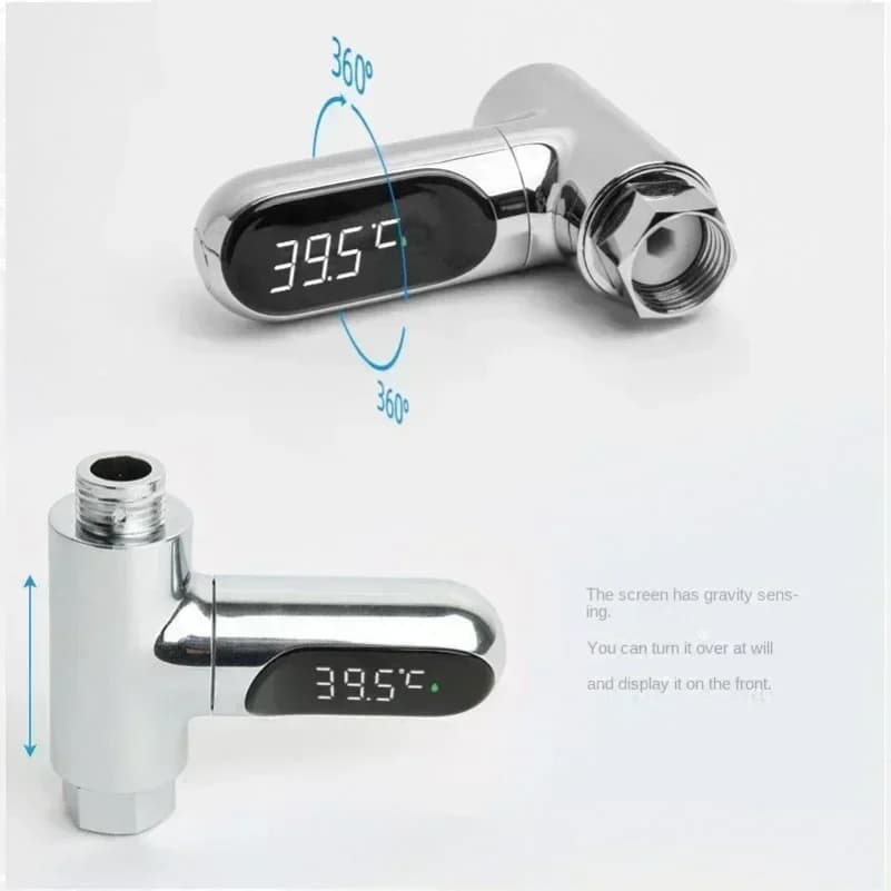 Termometro per Doccia Domestico con Display LED 5-85°C ℃ Termometro ad Acqua Autoalimentato Flow per Monitoraggio Cura del Bambino, Misuratore Intelligente di Energia