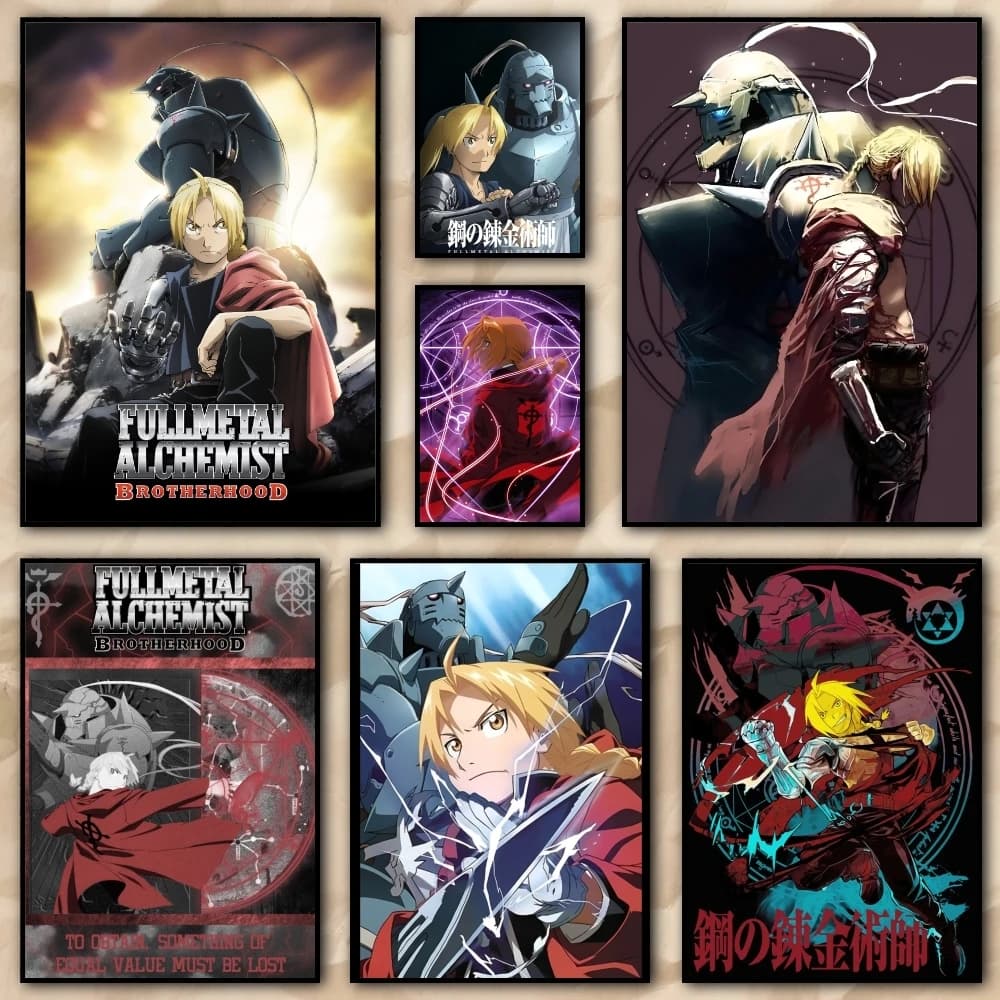 F-Fullmetal Alchemist Anime Calligraphy HD Canvas Poster living room bedroom bar aesthetic decoration