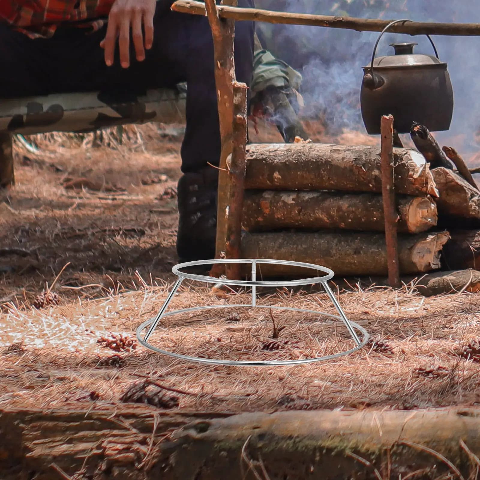 Stainless Steel Rolling Support for Pots, Robust and Resistant, for Camping, Exterior Bracers and Home Use