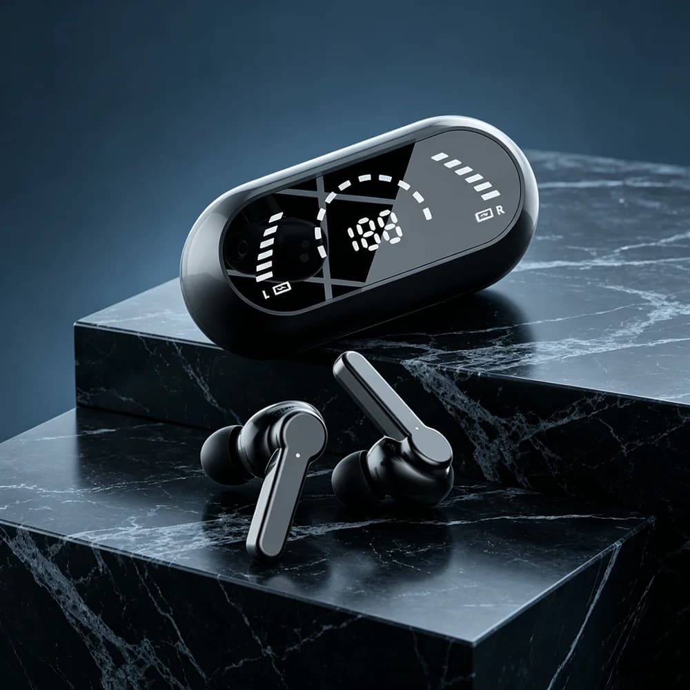 Auricolari wireless TWS, cuffie Bluetooth, cuffie sportive da gioco, auricolari con riduzione del rumore, controllo touch dei bassi per smartphone