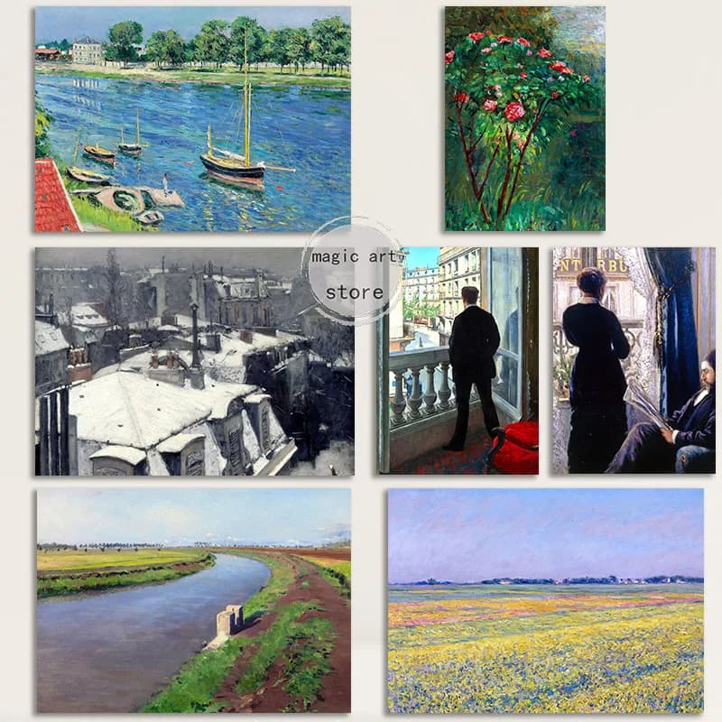 Gustave Caillebotte Opere d'arte Impressionismo Barche nell'ancoraggio Poster artistico Pittura su tela Stampe murali Immagine per la decorazione della casa della stanza