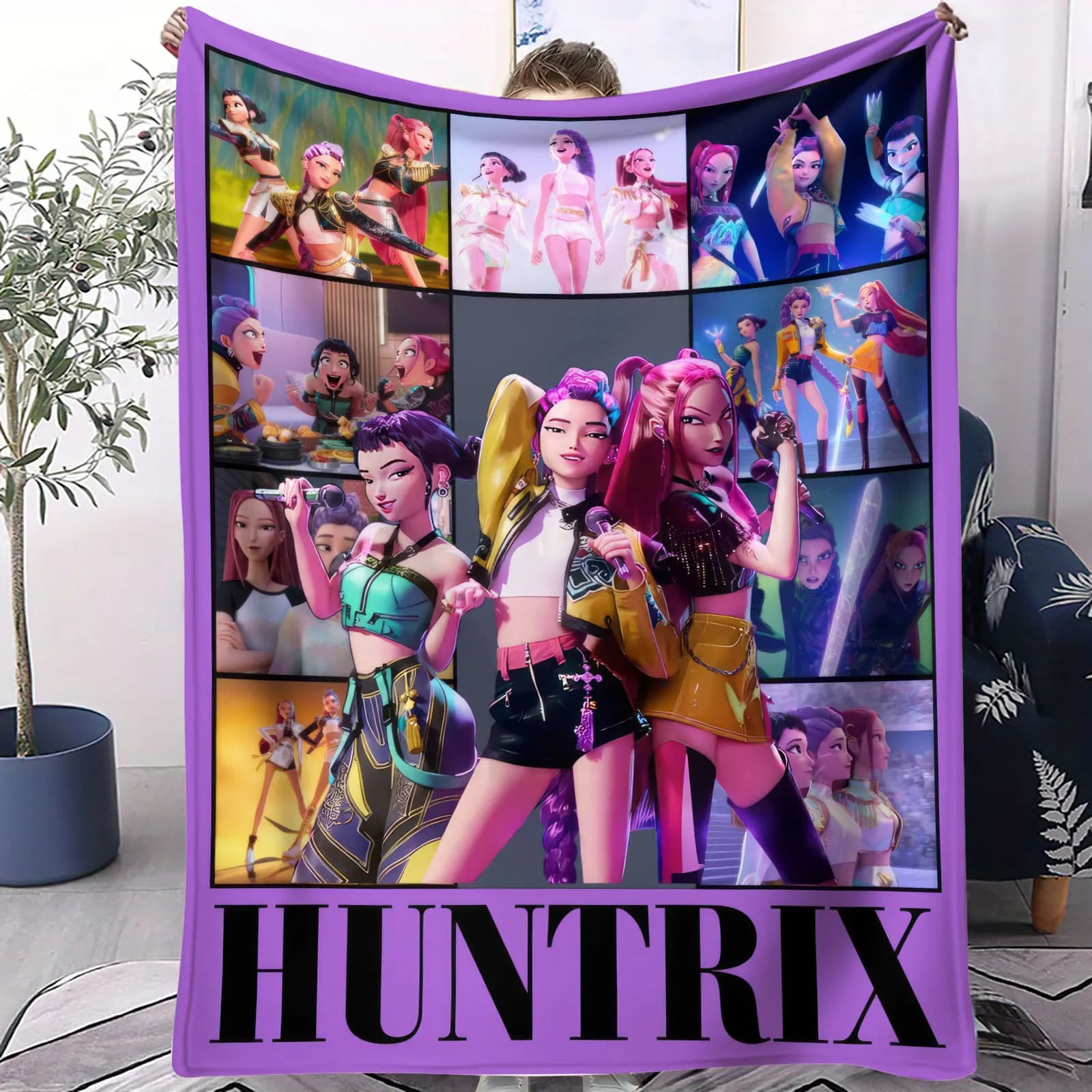 K Pop Demon Hunters Flannel cover Hot Anime Plush Shooting for the house Leisure Covered Pisolino Office Camping Travel Gift