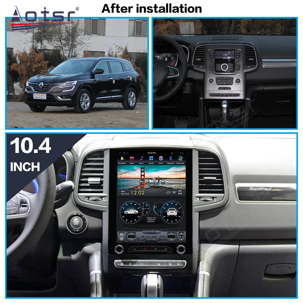 10.4'' Qualcomm 8 core For Renault Koleos 2016-2019 Car Radio Multimedia Player Android 13 Auto GPS Navi Wireless Carplay Head