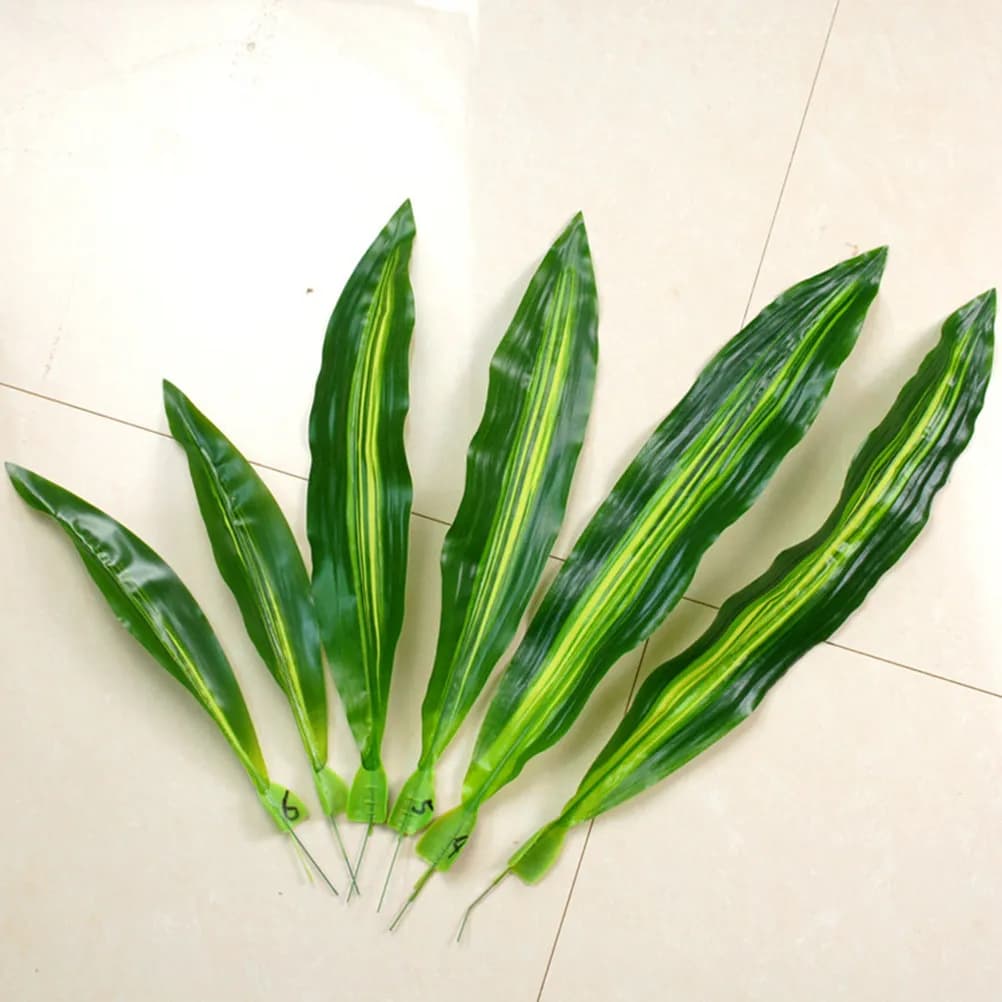 10 green artificial leaves of Dracaena Fragrans, fake tropical plants for the house, kitchen, party decorations, centerpiece, decorative plant