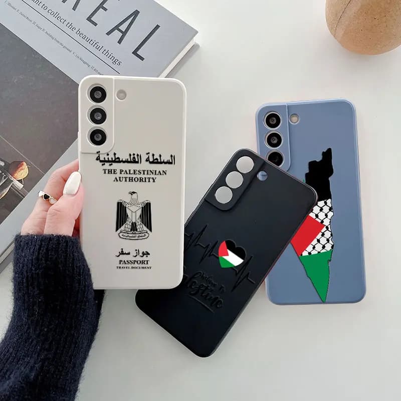 Cover per Telefono con Design Passaporto Palestinese per Samsung Galaxy S26 S25 Ultra S24 S23 S22 Plus S21 S20 FE S26 A37 A57 5G in Silicone