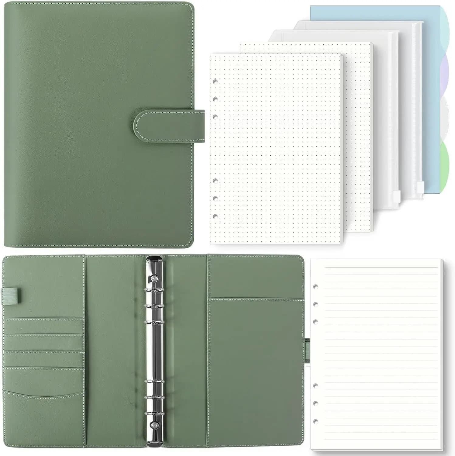 Quaderno raccoglitore multifunzionale A5 con divisori per cassetti con cerniera Diario di viaggio color macaron Blocco note Planner Cancelleria