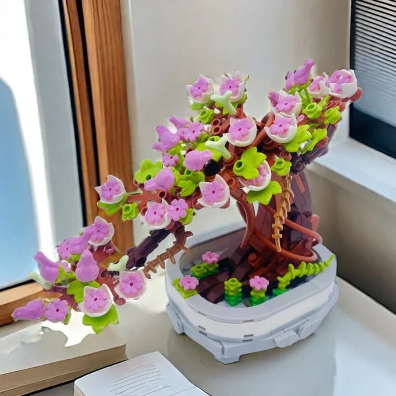 462PCS Cherry Blossom Bonsai Building Block Set Creative Plant Potted Bouquet DIY Kit Home Decor Toy Gift