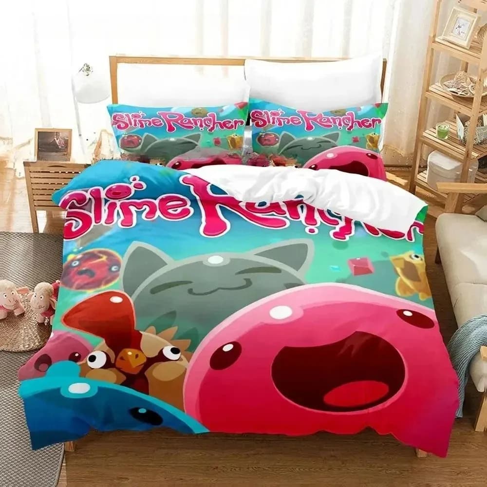 Slime Rancher 2 Set biancheria da letto per camera da letto Copriletti morbidi e moderni Comodi copripiumino per bambini Copripiumino e federa