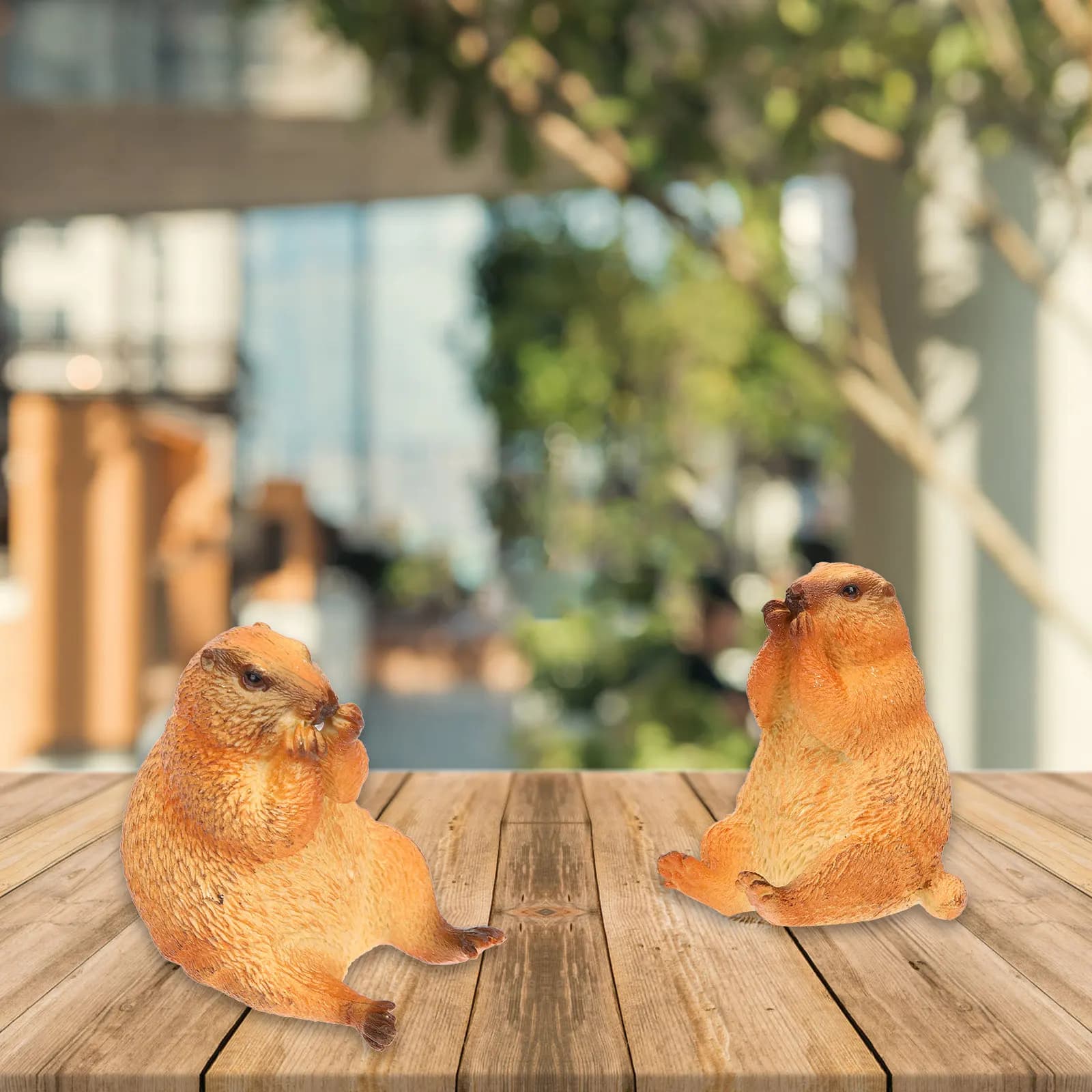 2 Pezzi Statua Miniatura di Marmottino, Adorabile Scultura Animale per Tavolo, Comodino, Libreria, Pianta in Vaso, Giardino, Decorazione per Torte