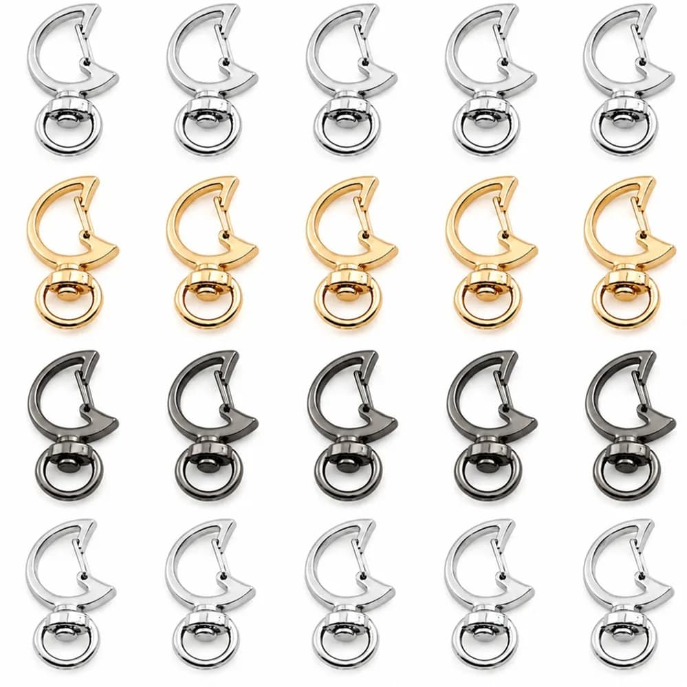 5-100Pcs Moon shaped Snap Hook Trigger Clips Buckles For Keychain Lobster Lobster Clasp Hooks for Key Ring Clasp Supplies