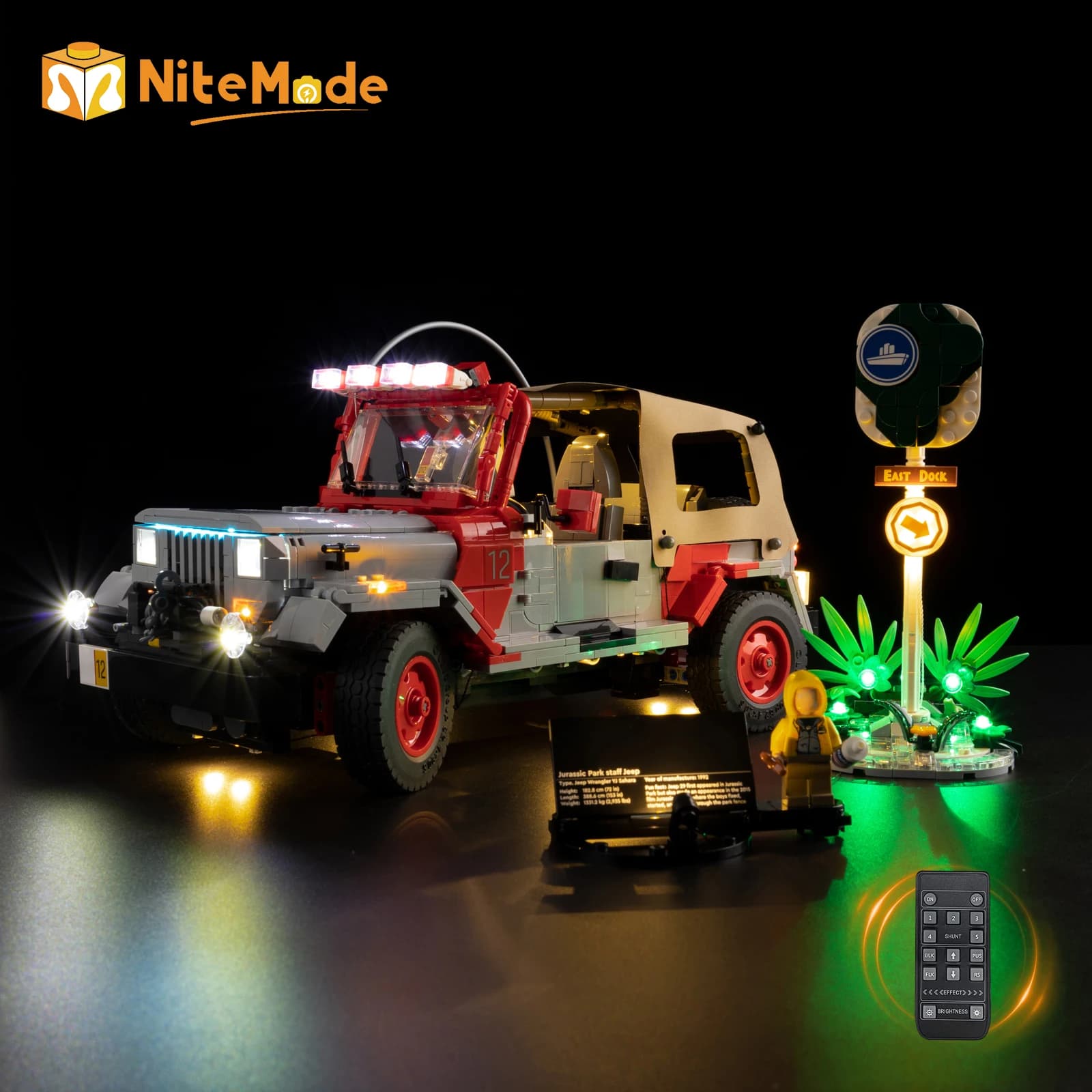 Set di luci a LED Easylite adatto per Lego Jurassic Park Jeep Wrangler 77984 (senza modello)