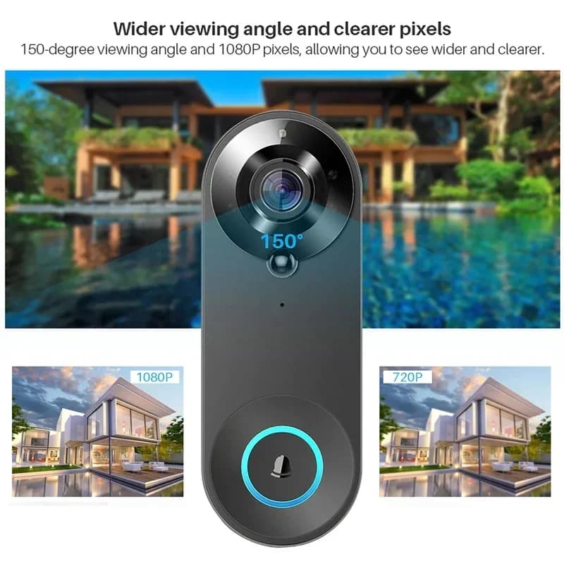 Tuya Videocitofono Telecamera 1080P WiFi Campanello per porta Sicurezza domestica intelligente Rilevazione movimento Visione notturna Campanello citofono audio bidirezionale
