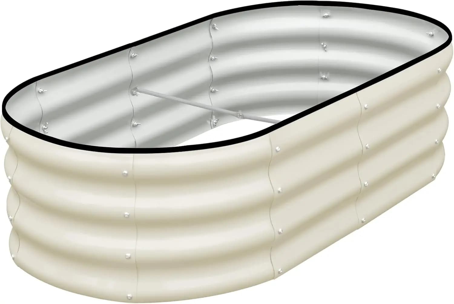 Planter Raised in Metal Zincato, 4x2x1ft, Oval Vase to Plant Plants and Vegetables from Exterior