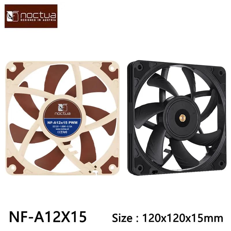 Noctua NF-A12x15 Ventola per chassis 120X120X15mm, ventola per chassis ultrasottile con controllo intelligente della temperatura, raffreddamento silenzioso per computer da 12 cm