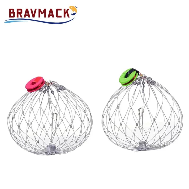 Auto Open & Close Foldable Fishing Trap Cage, Wire Frame Crab & Fish Net for Seaside Outdoor Fishing