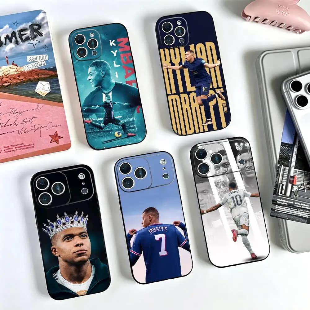 Football Kylian Mbappe Phone Case For iPhone 17,16,15,14,13,12,11 Plus,Pro Max,XS,Soft Silicone Black Cover