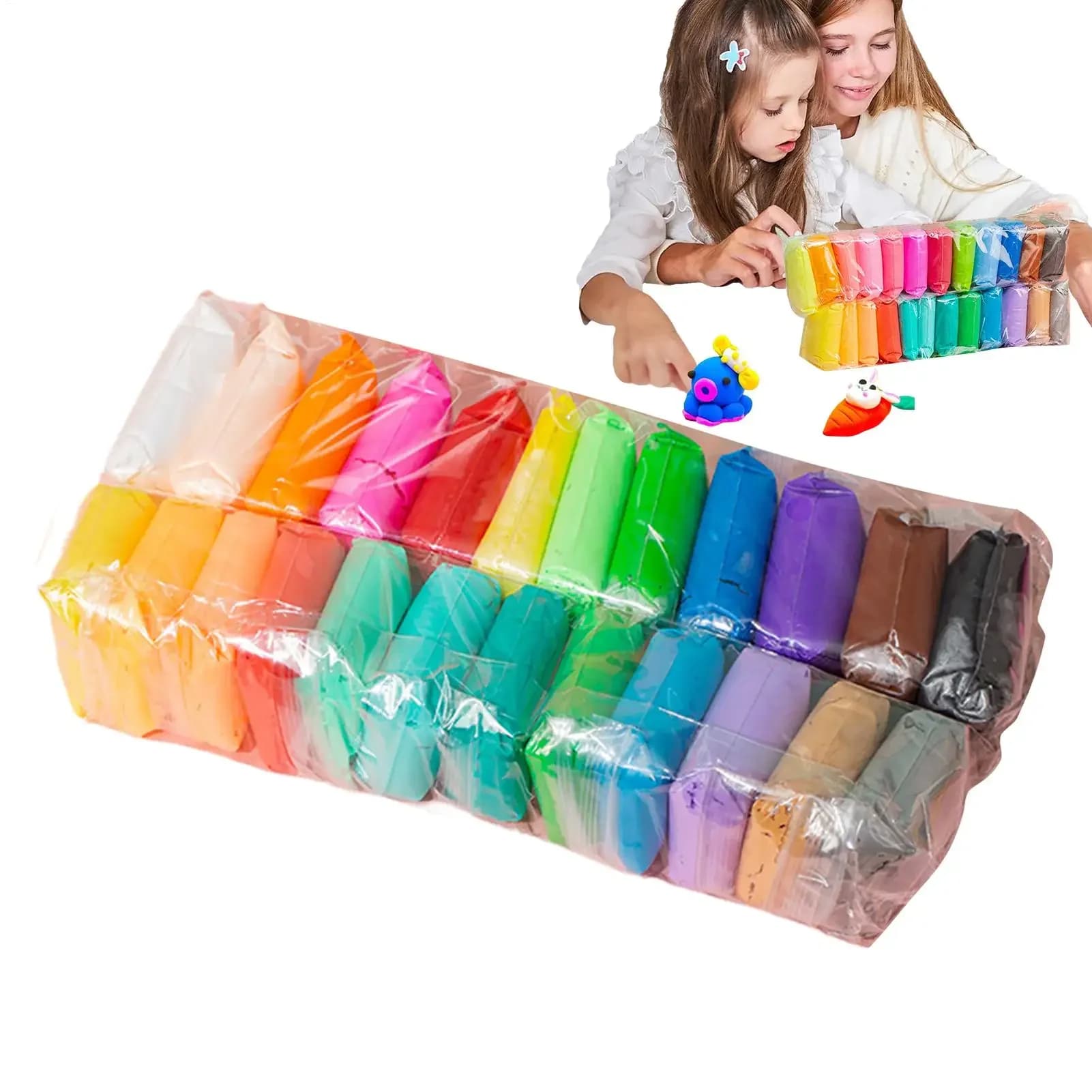 Set di argilla secca all'aria da 27 cm 12/24/36 pezzi - Divertimento per modellare non tossico per bambini e regali - Include colori vivaci e kit di attrezzi deluxe