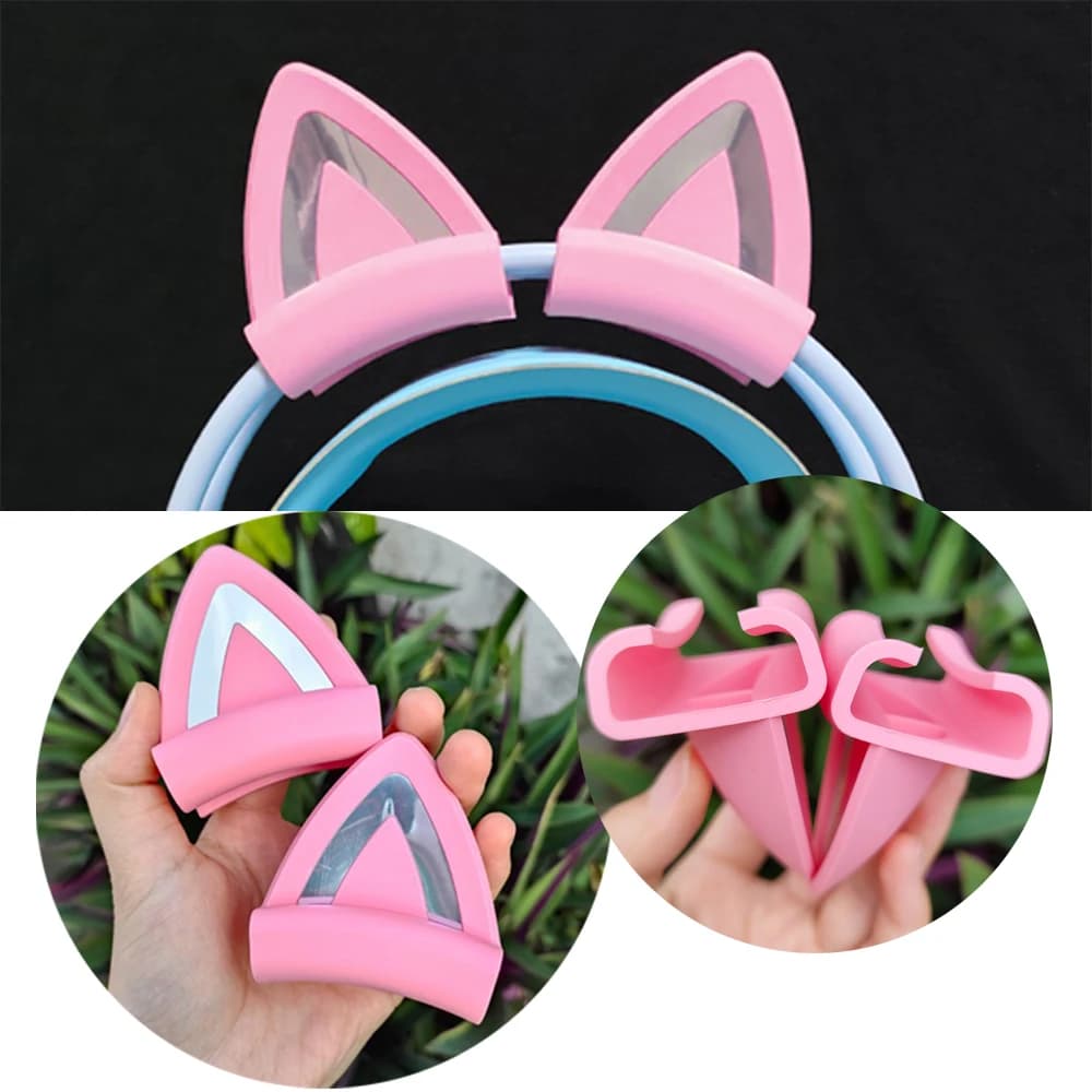Cat Earrings for headphones Attack for earphones Decoration for headphones Accessories for headphones with light silicone pendant