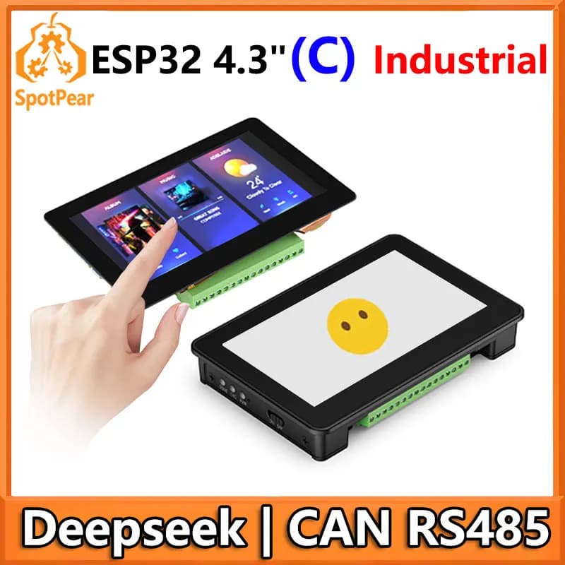 ESP32 S3 AI Industrial Development Card with 4.3 Inch Touchscreen Display, I2C RS485 Sensors, DeepSeek