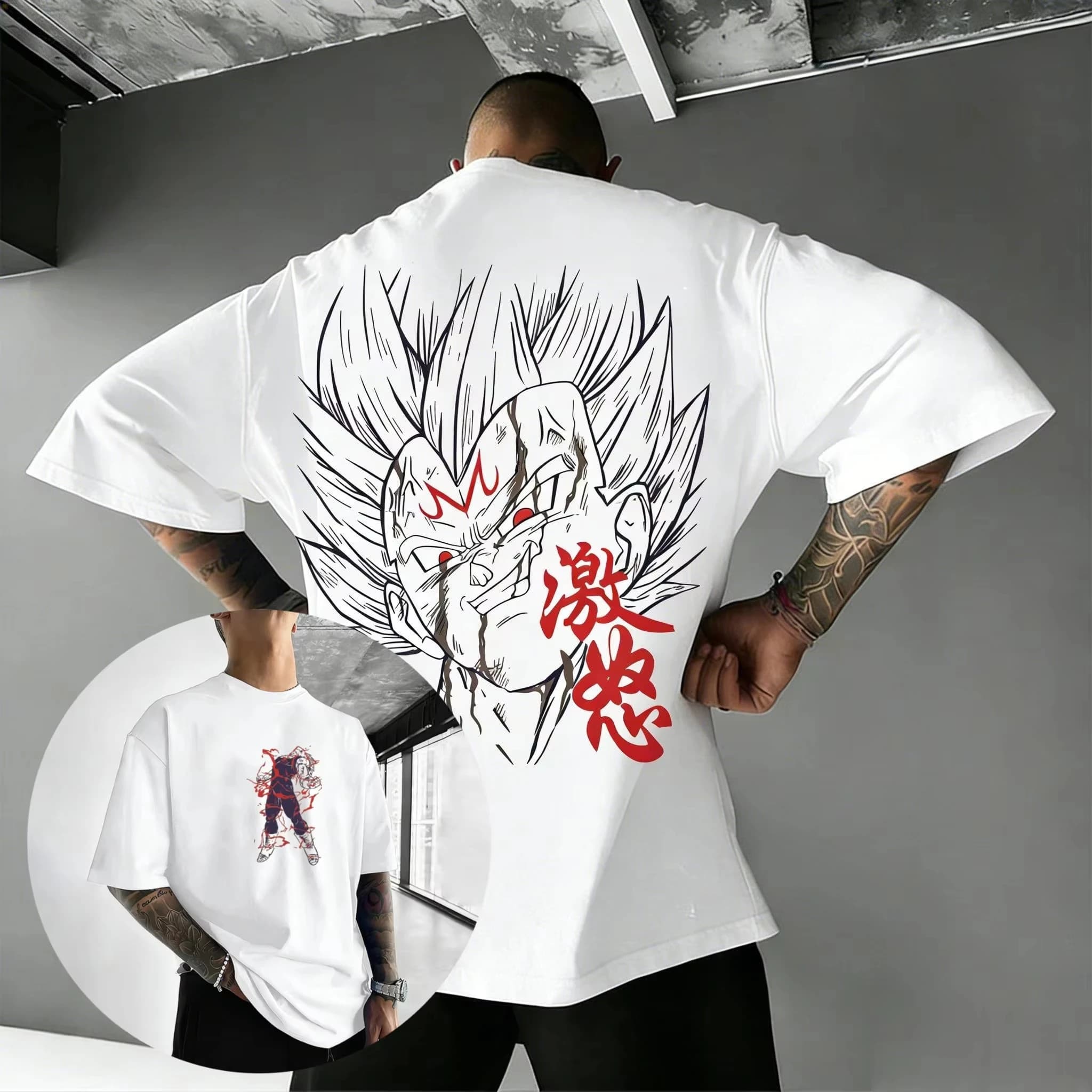 T-shirt in puro cotone disegnata a mano Dragon Ball Anime Vegeta 2026 Uomo e Donna Nuova Tendenza Estiva Hip Hop Casual a Maniche Corte