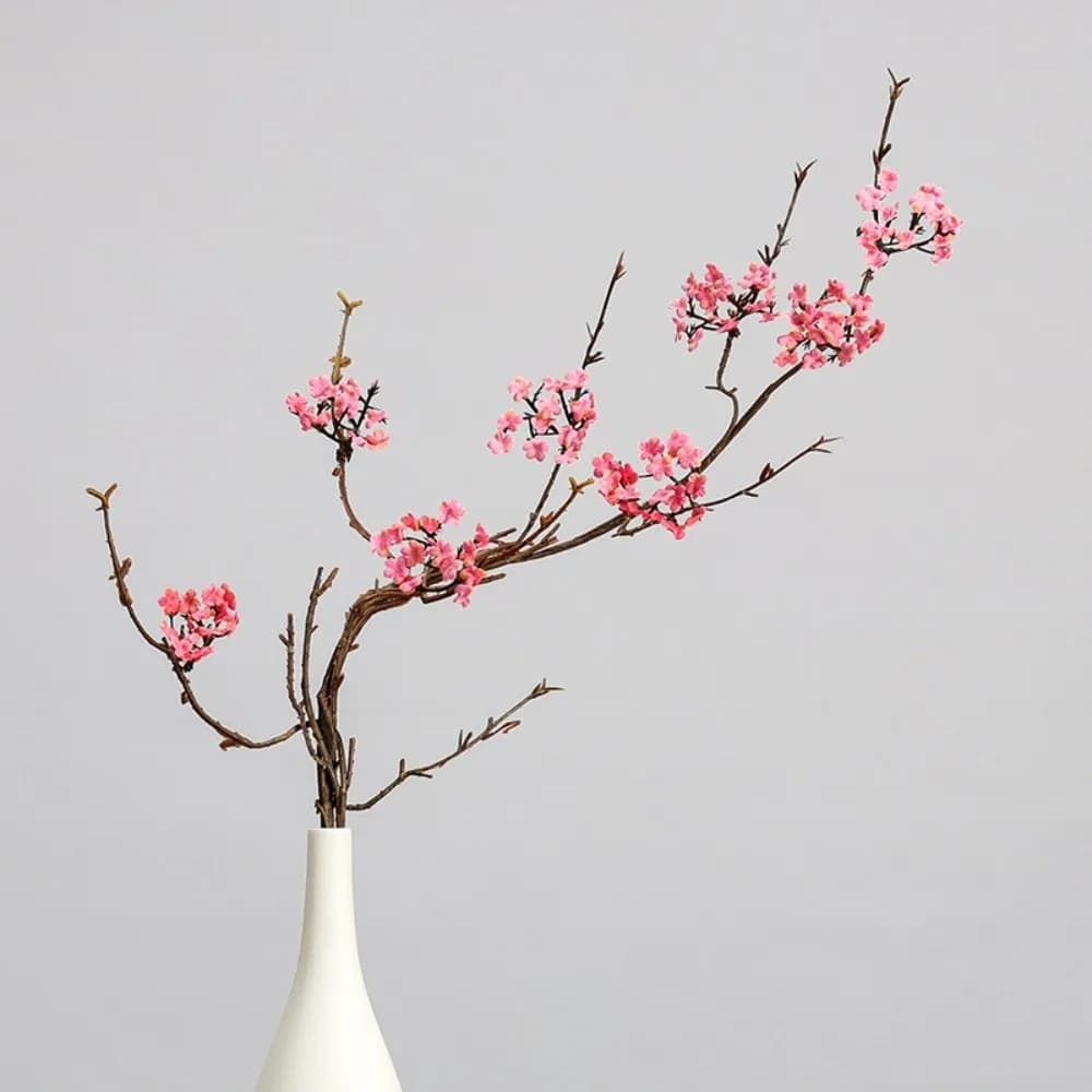 Real Touch Artificial Cherry Blossoms Flowers Multi-Bloom Pink Fake Sakura Branches Silk Artificial Faux Plants