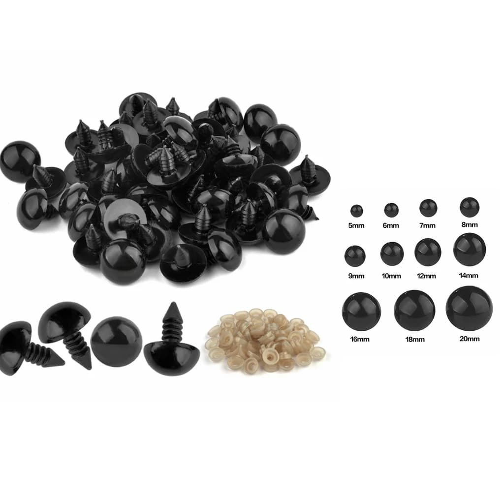 50pcs 5-20mm Black Safety Eyes Plastic Eyeball For Toys Amigurumi Diy Kit Crafts TeddyBear Toy Eye Doll Decoration Accessories