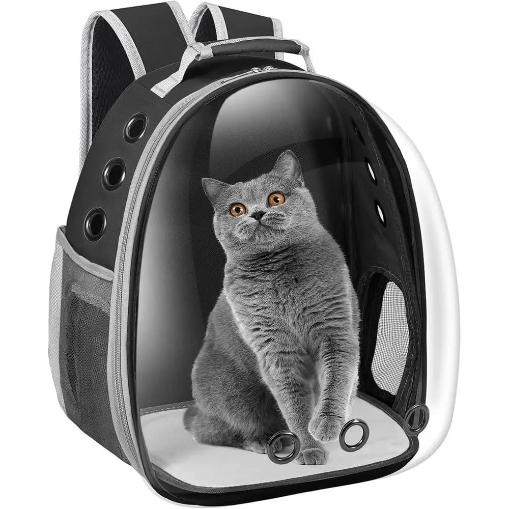 Zaino Portatile per il Trasporto di Cani e Gatti - Ideale per Viaggi, Escursioni e Avventure all'Aperto (Nero)