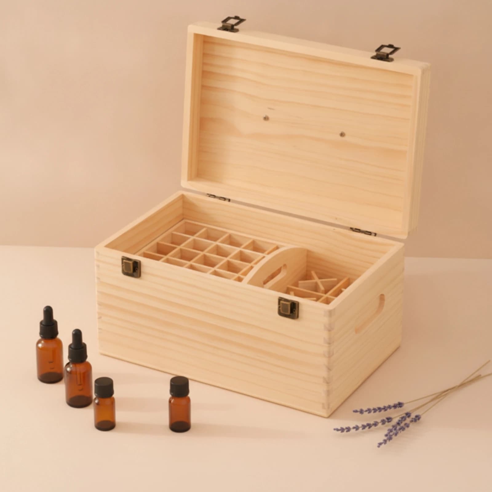 Essential Oil Organizer with Dividers Rectangular Essential Oil Storage Box Bottle Holder Elegant Simple