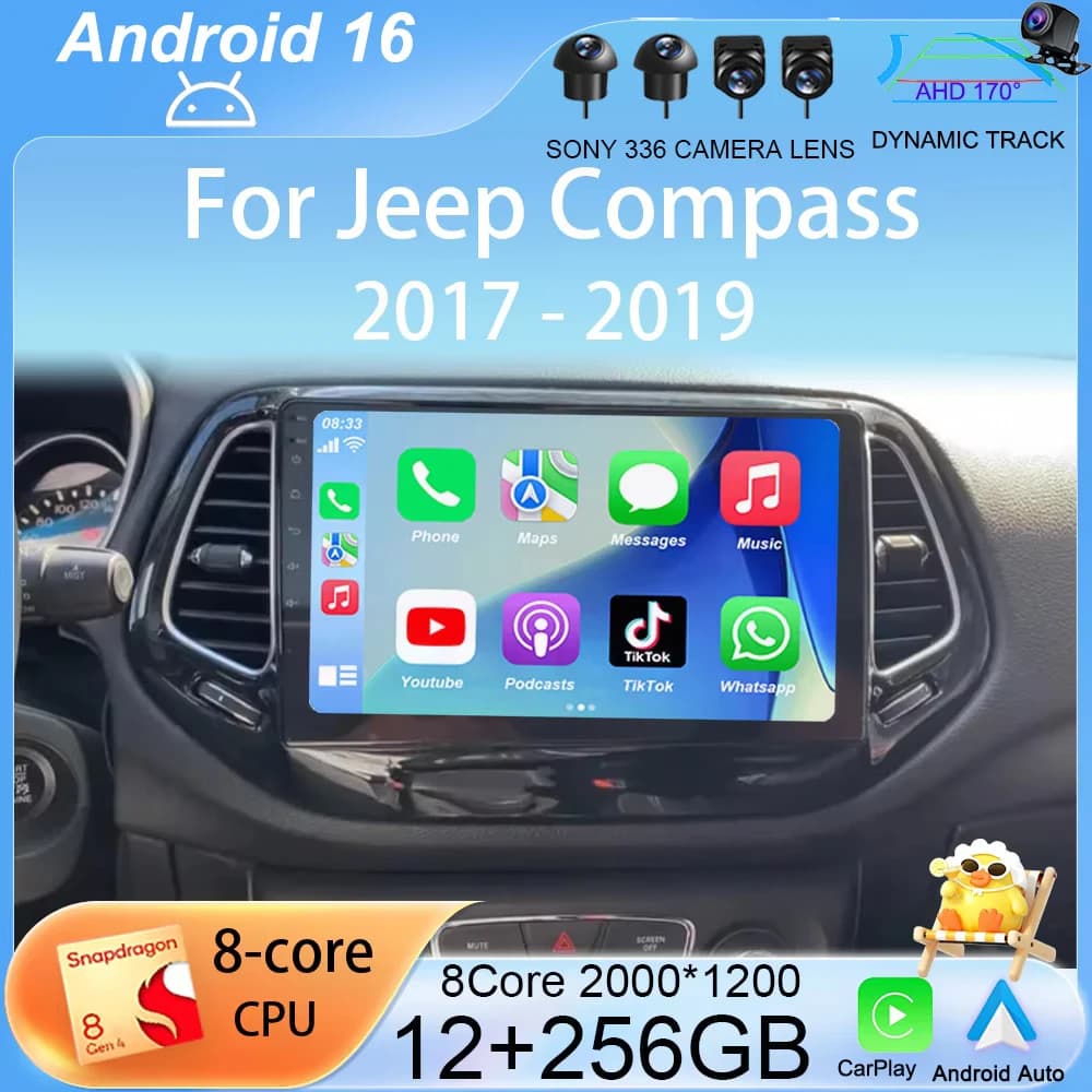 Android 16 per Jeep Compass 2017 2018 2019 Carplay Auto WIFI+4G Autoradio Multimedia Video Player GPS Navigazione Stereo 2DIN DSP