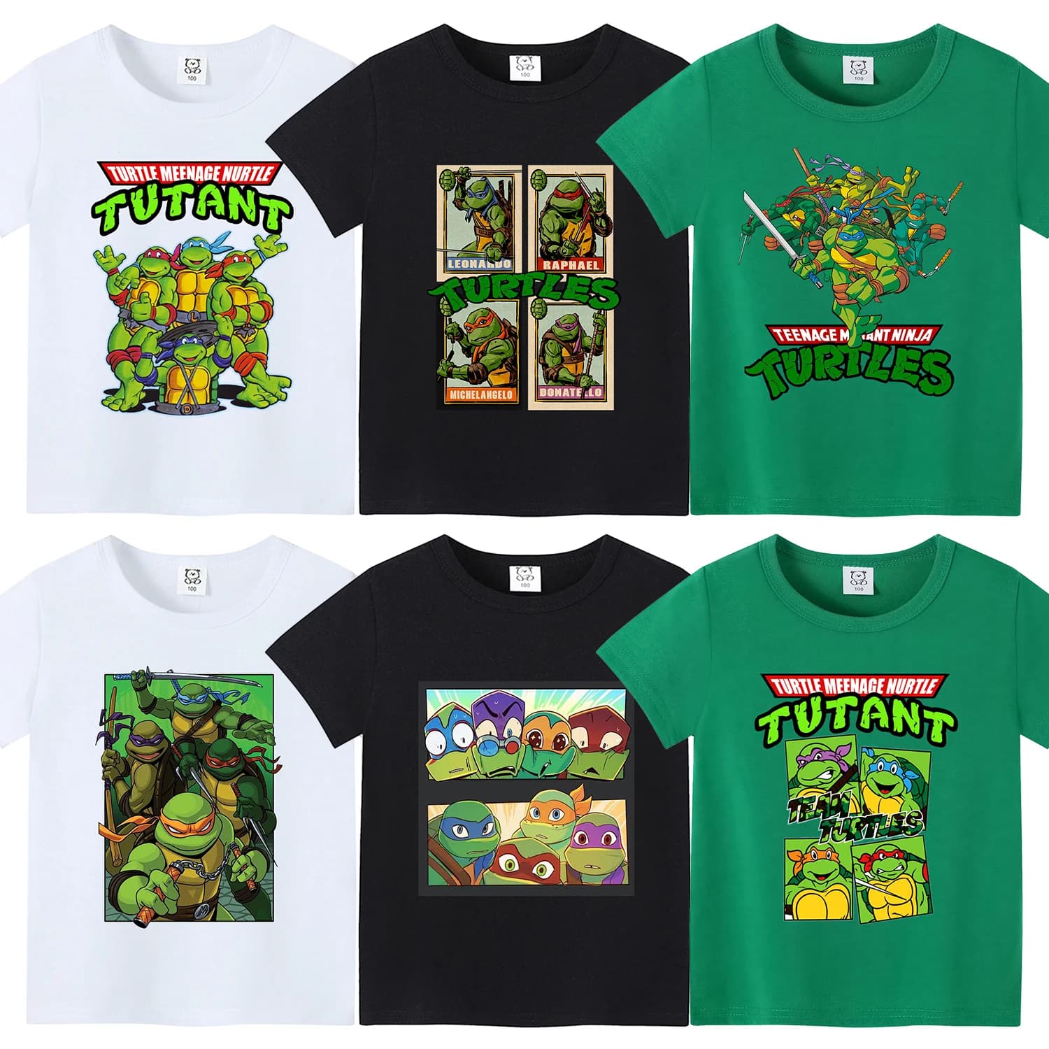 Maglietta Teenage Mutant Ninja Turtles per bambini, t-shirt in cotone, abbigliamento anime, vestiti carini per bambini, comode magliette basiche